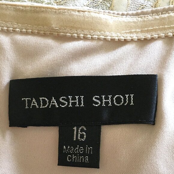 TADOSHI SHOJI Gold & Cream Blanchett Metallic V-Neck Gown - Picture 10 of 16